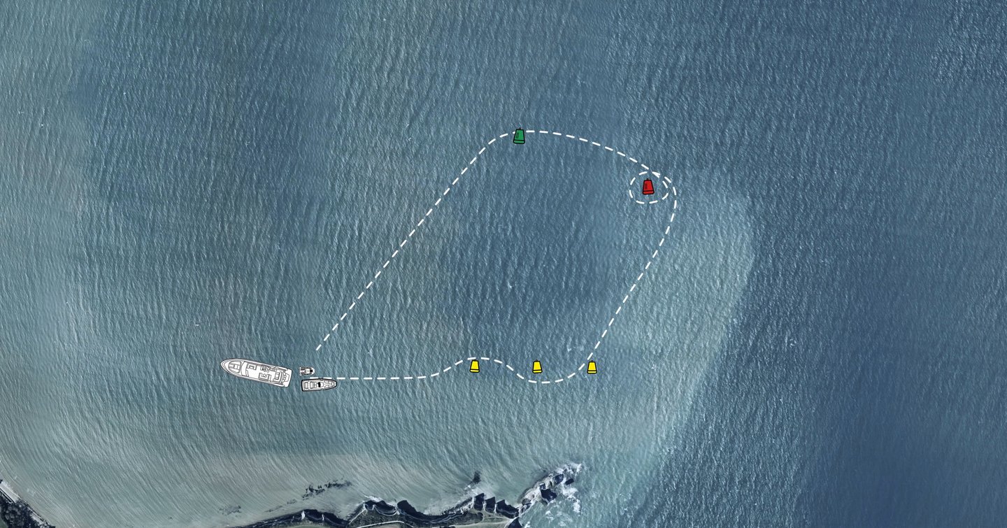 Evene Origin 71 and Williams TurboJet 280MX time trial course in Studland Bay