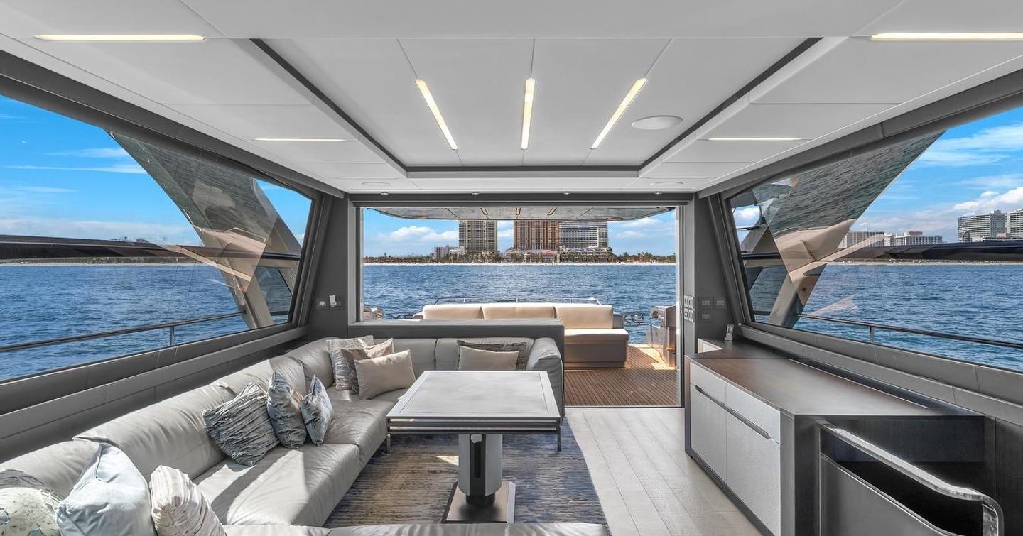 Pershing motor yacht Alexandra saloon lounge area 