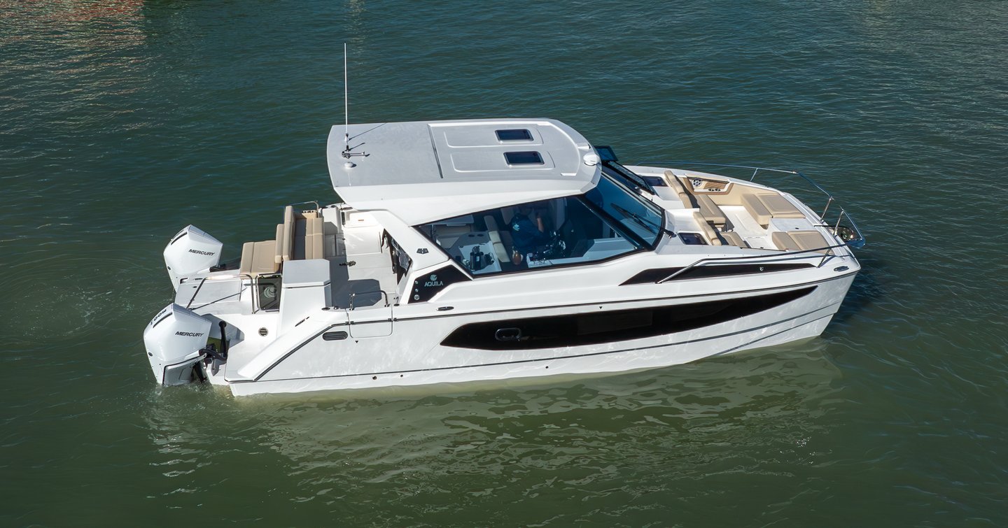 Aquila 35 Sport catamaran at anchor 