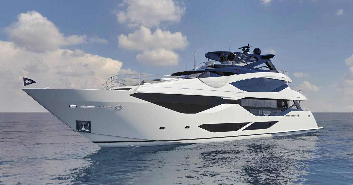 Rendering of Sunseeker 134 Superyacht at anchor 