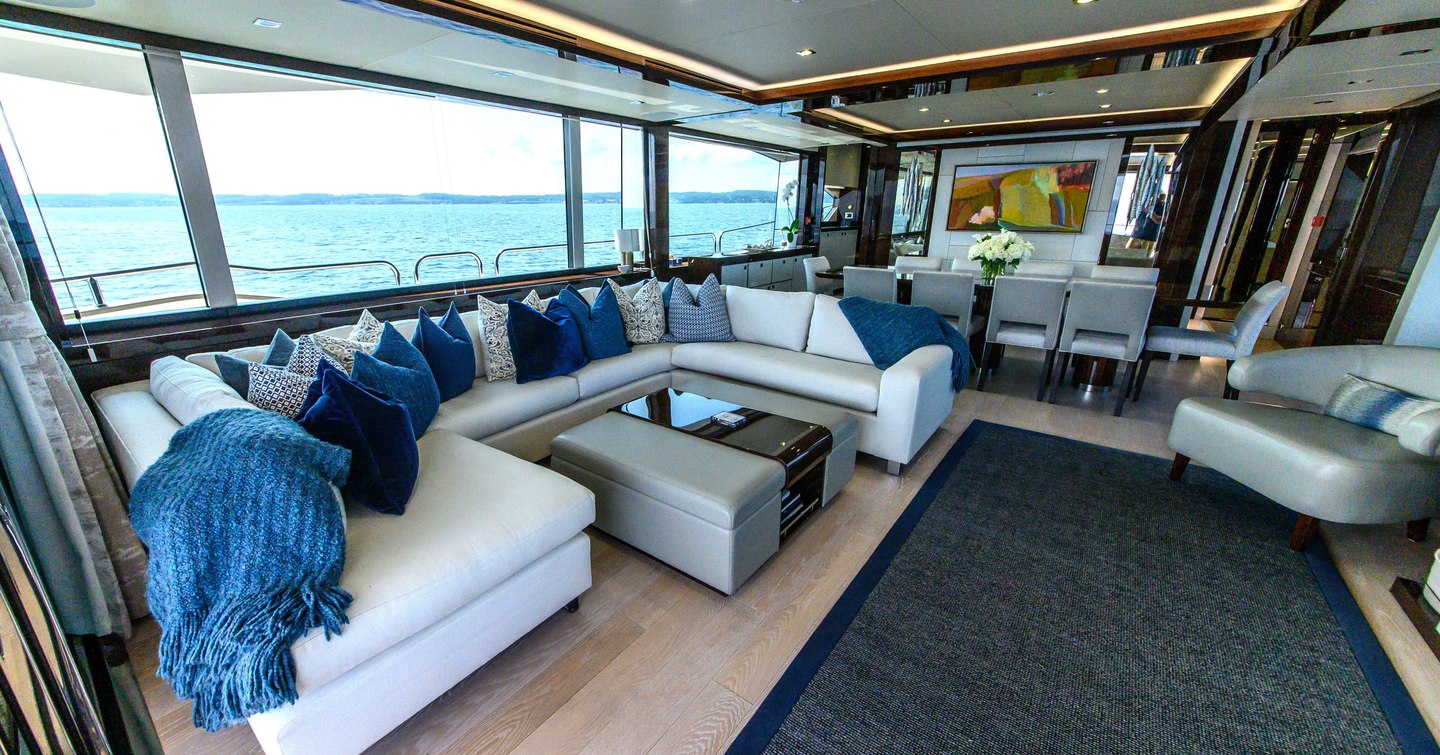 Motor Yacht Bravo Hotel L-shaped interior sofa 