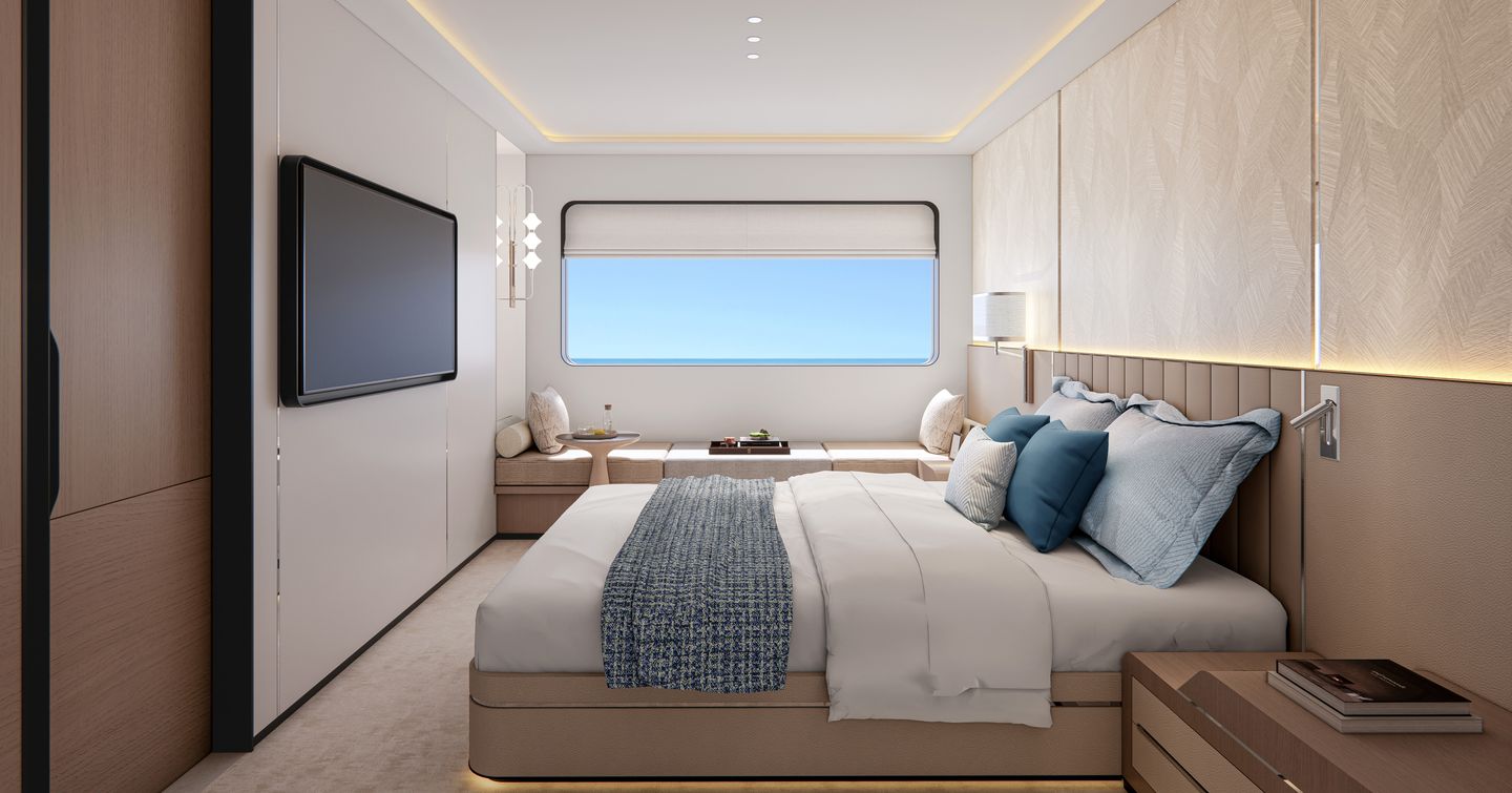 Rendering of CL Yachts CLC115 catamaran guest stateroom
