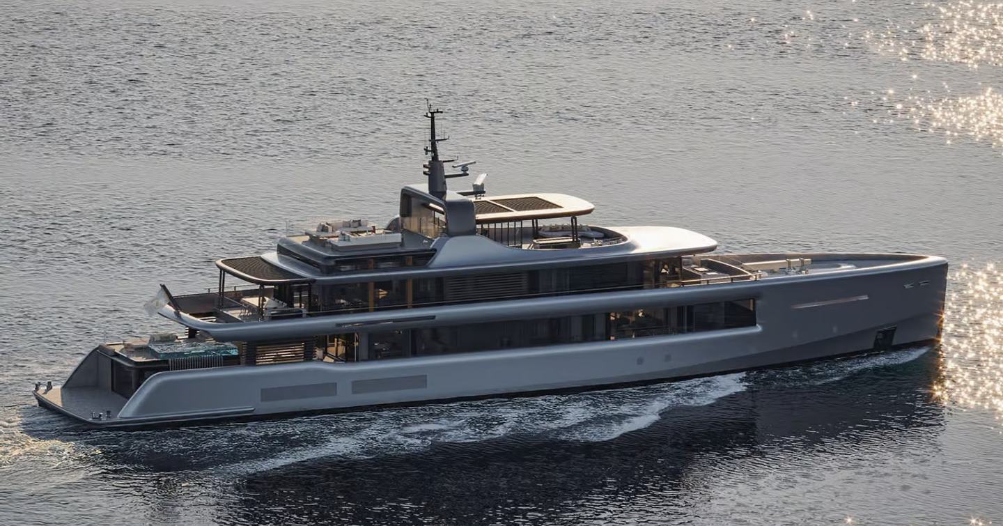 Rendering of Benetti B.Loft 58M superyacht under way 