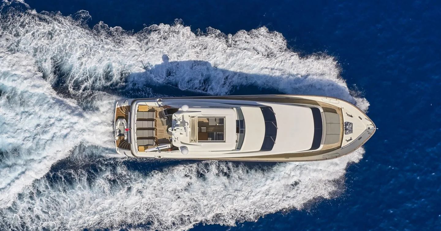 Sanlorenzo yacht Oasis underway aerial view 