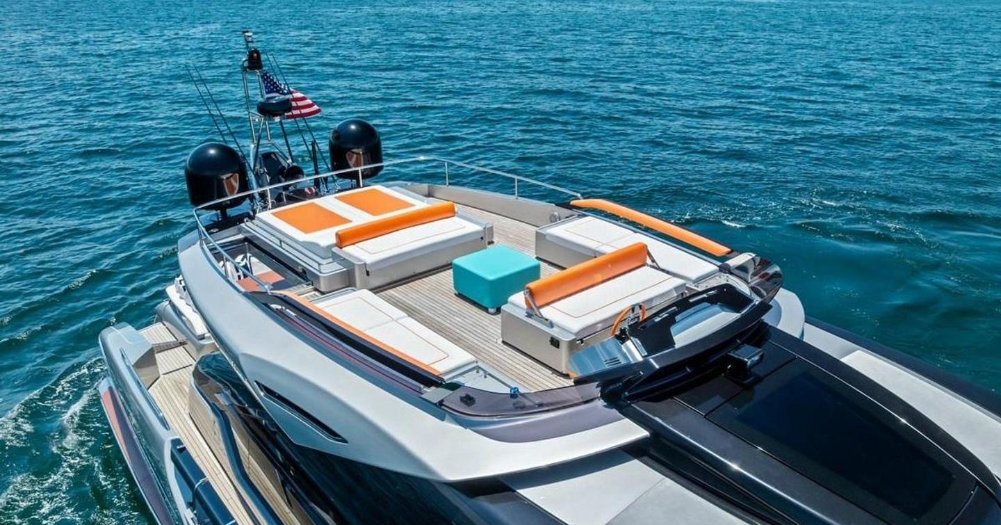 Riva motor yacht Tango Whiskey sundeck with sun loungers 