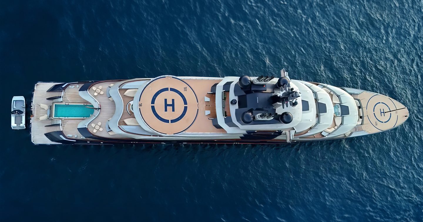 Aerial view of Luminance Superyacht in Italy