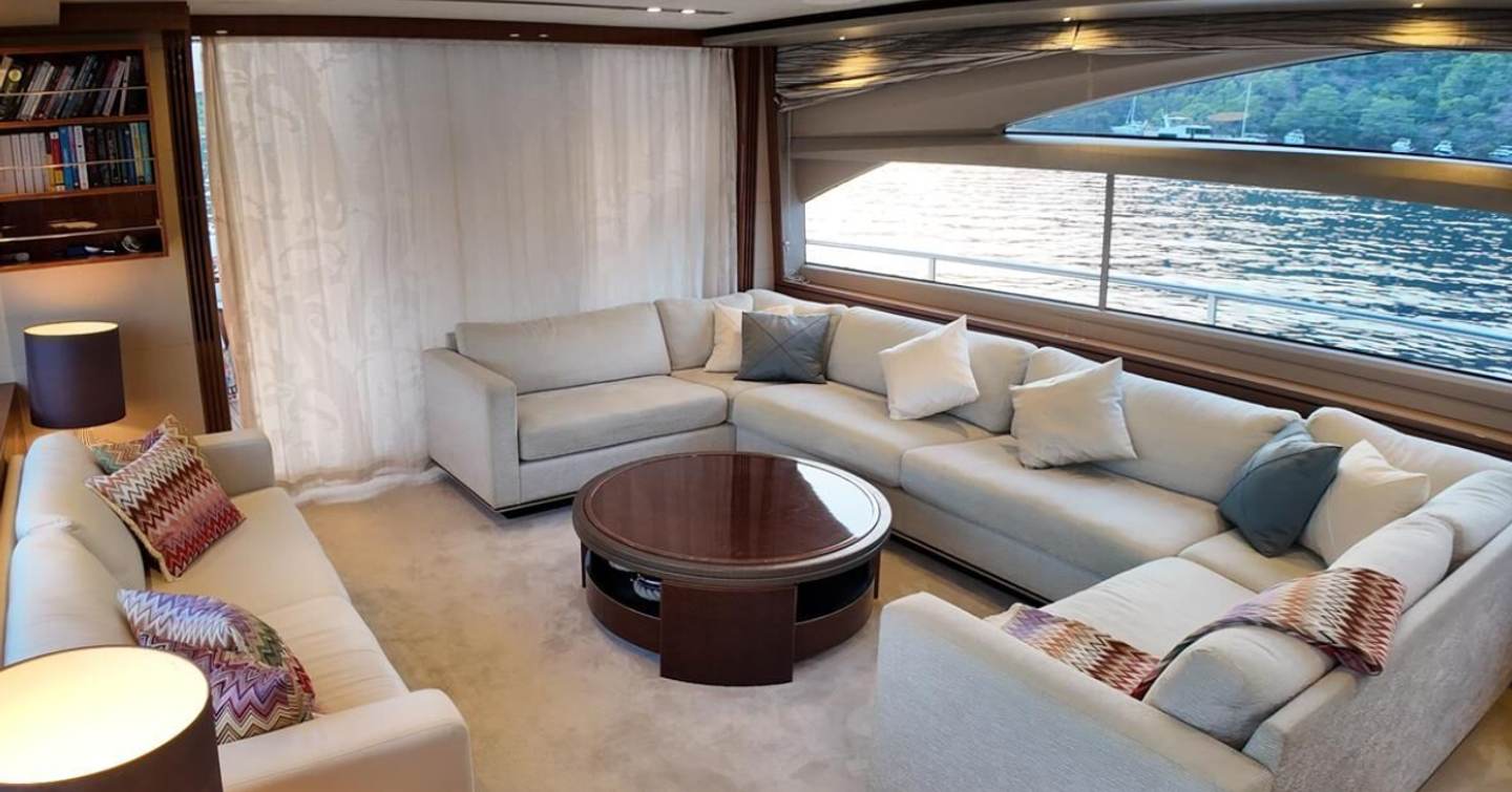 Princess motor yacht Omnia Natura saloon lounge area 