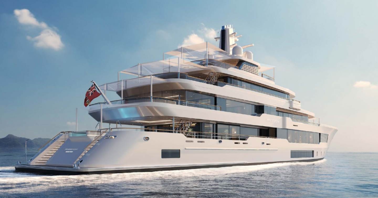 Rendering of superyacht Project Freedome under way 