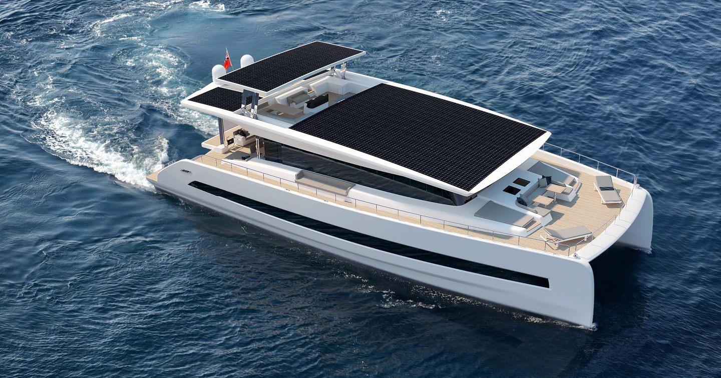 Rendering of Silent Yachts SY80 flybridge on water