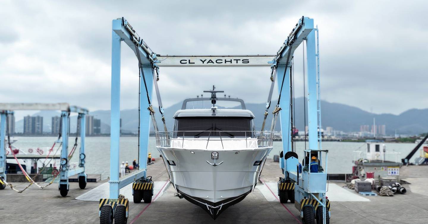 First CL Yachts CLB65 SUV motor yacht bow shot before launch