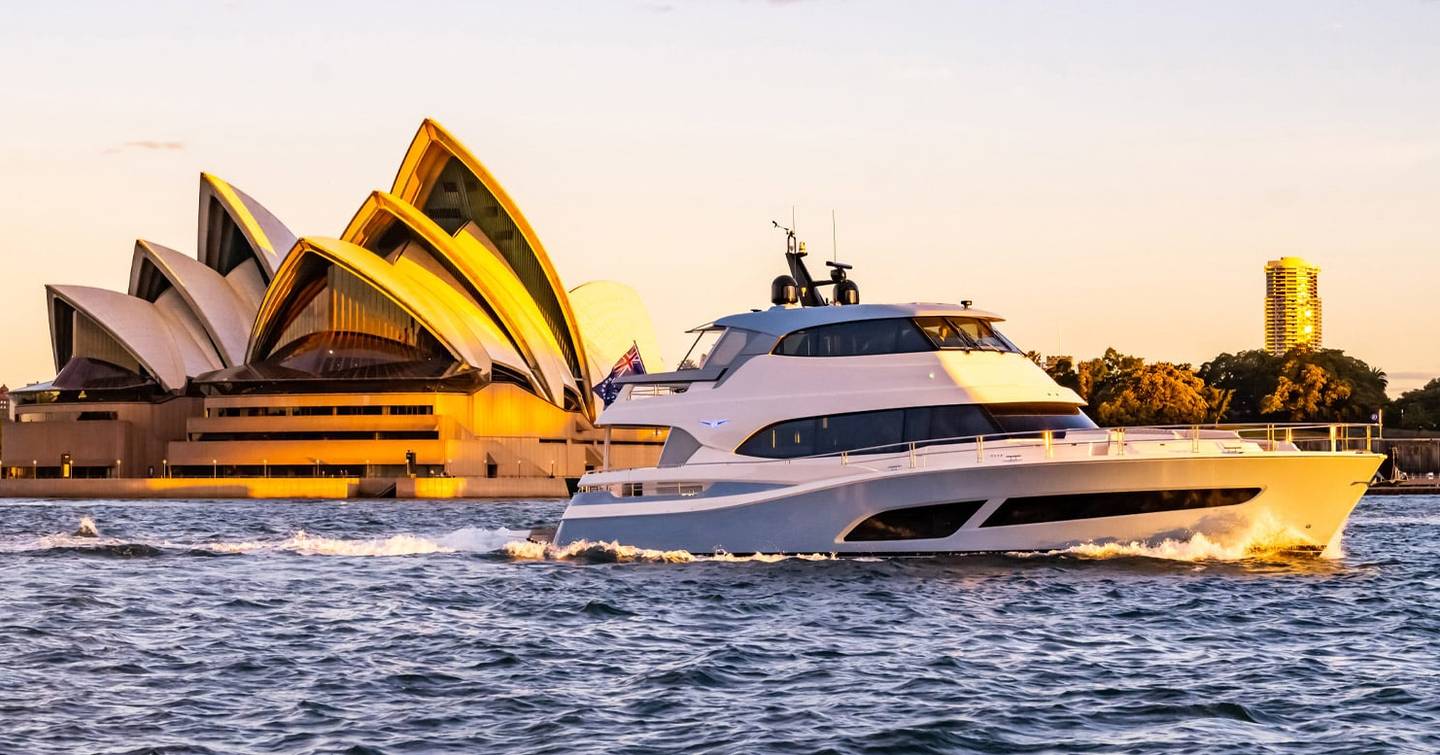 Riviera-78-Motor-Yacht-Enclosed-Bridge-Deck-Review-sydney-opera-house