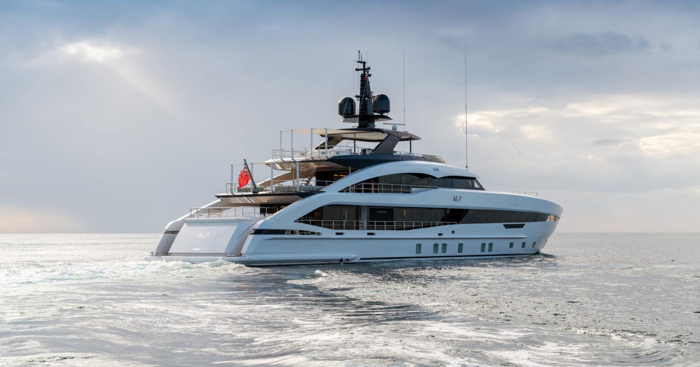 Motor yacht ALP cruising on the water 