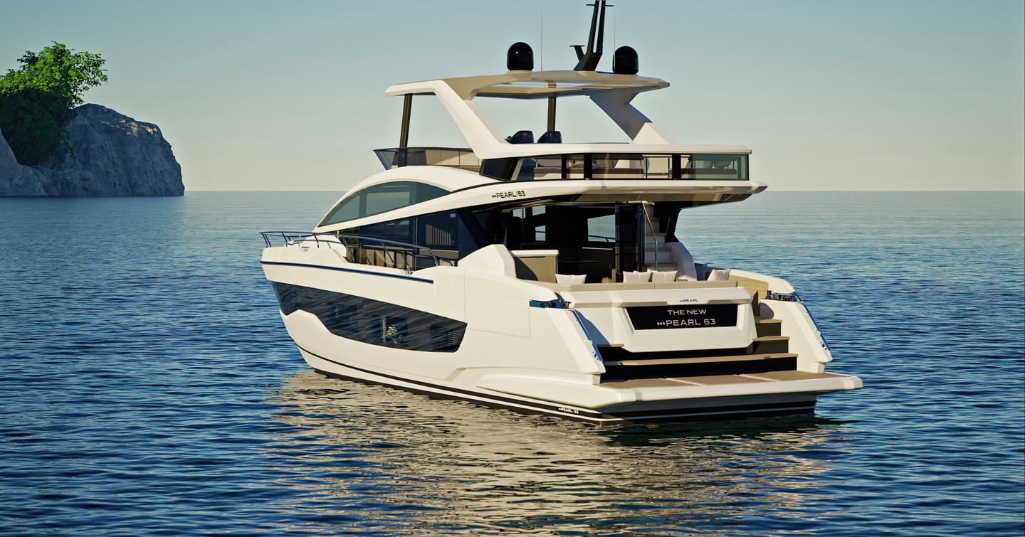 Rendering of Pearl 63 motor yacht at anchor