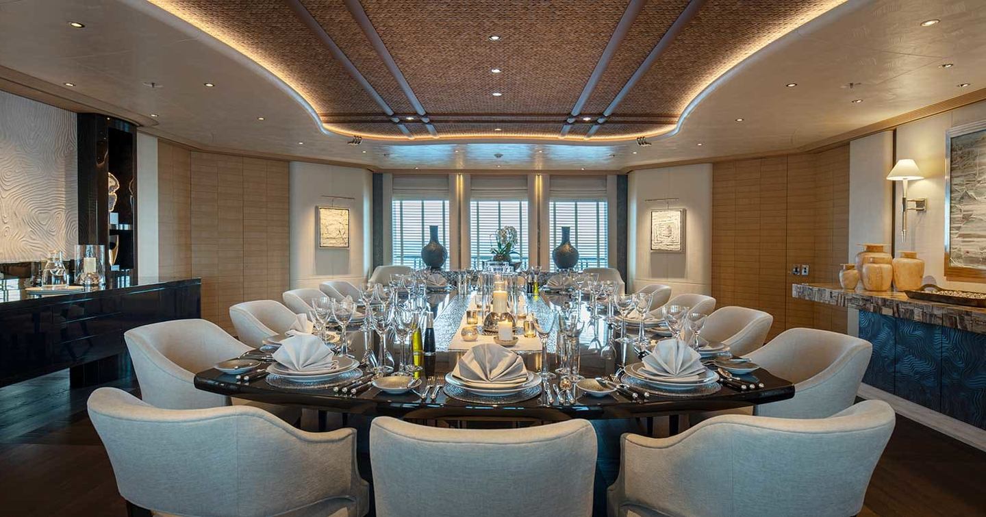Superyacht DreAMBoat main saloon formal dining area