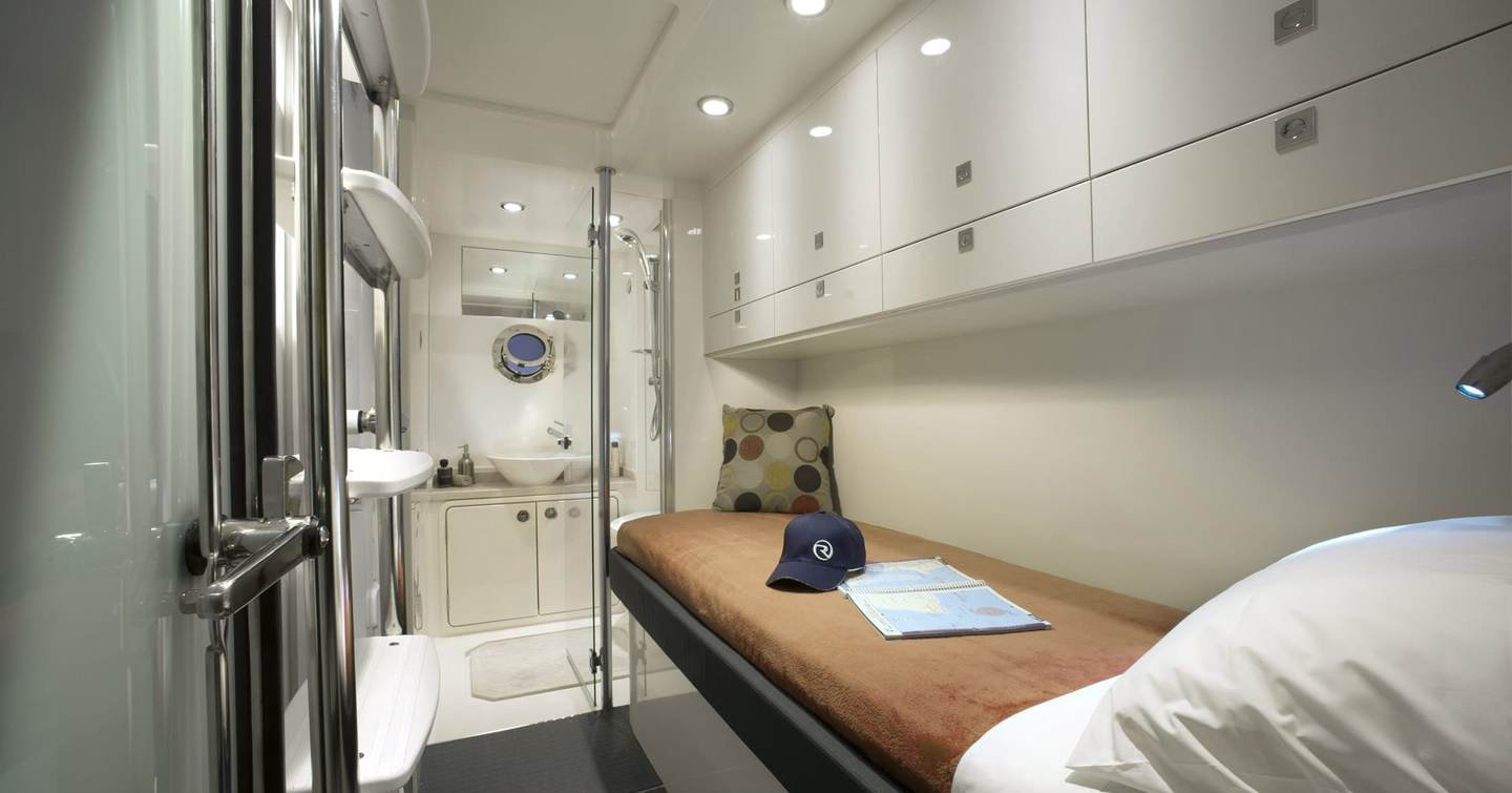 The utility space behind the owner's cabin can be specced for crew