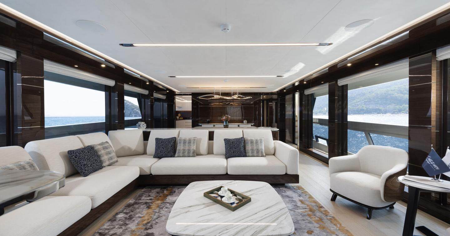 First Lazzara UHV 100 yacht main saloon lounge 