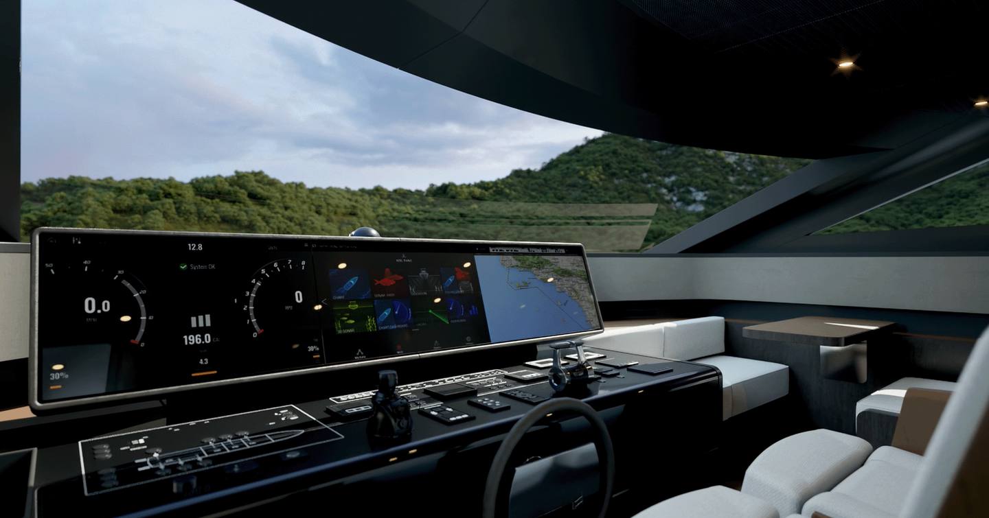 Rendering of Ferretti Yachts 800's helm station