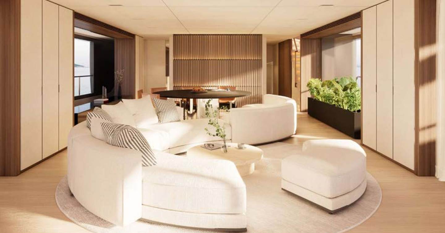 Rendering of Benetti Oasis 36M Superyacht skylounge