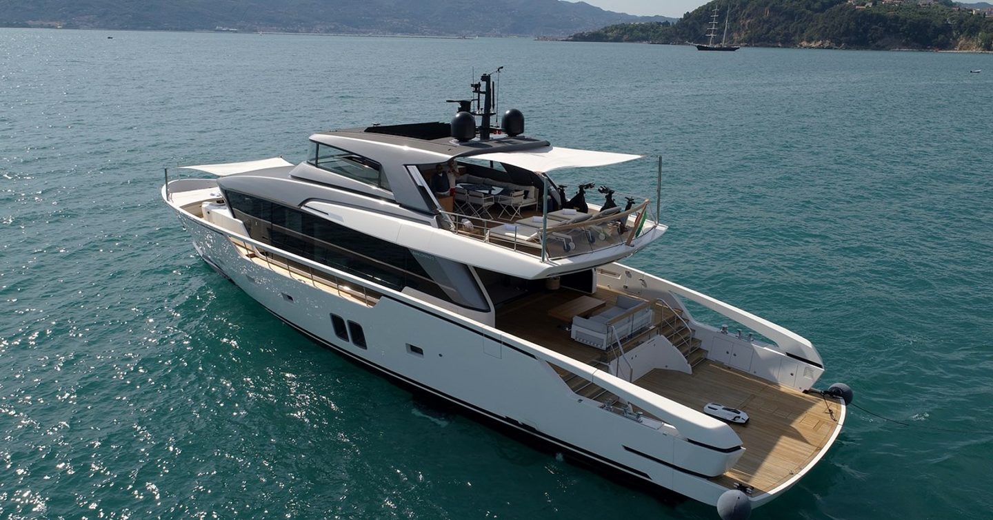 Motor yacht Estia at anchor