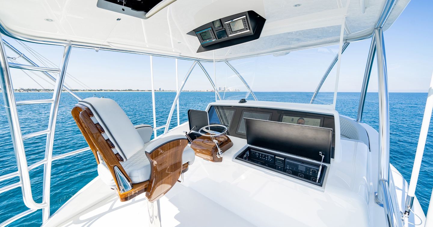 Viking 90C motor yacht open helm station with seat 