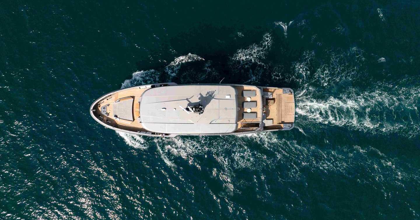 Aerial view of Antonini Navi Seamore 34 Crossover Yacht Matilde7 under way 
