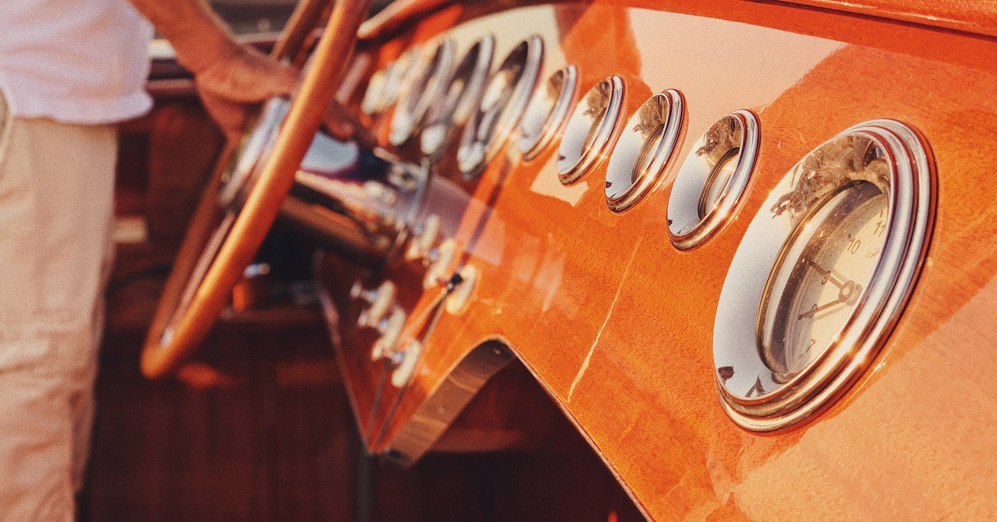 Vintage boat at Southampton Boat Show