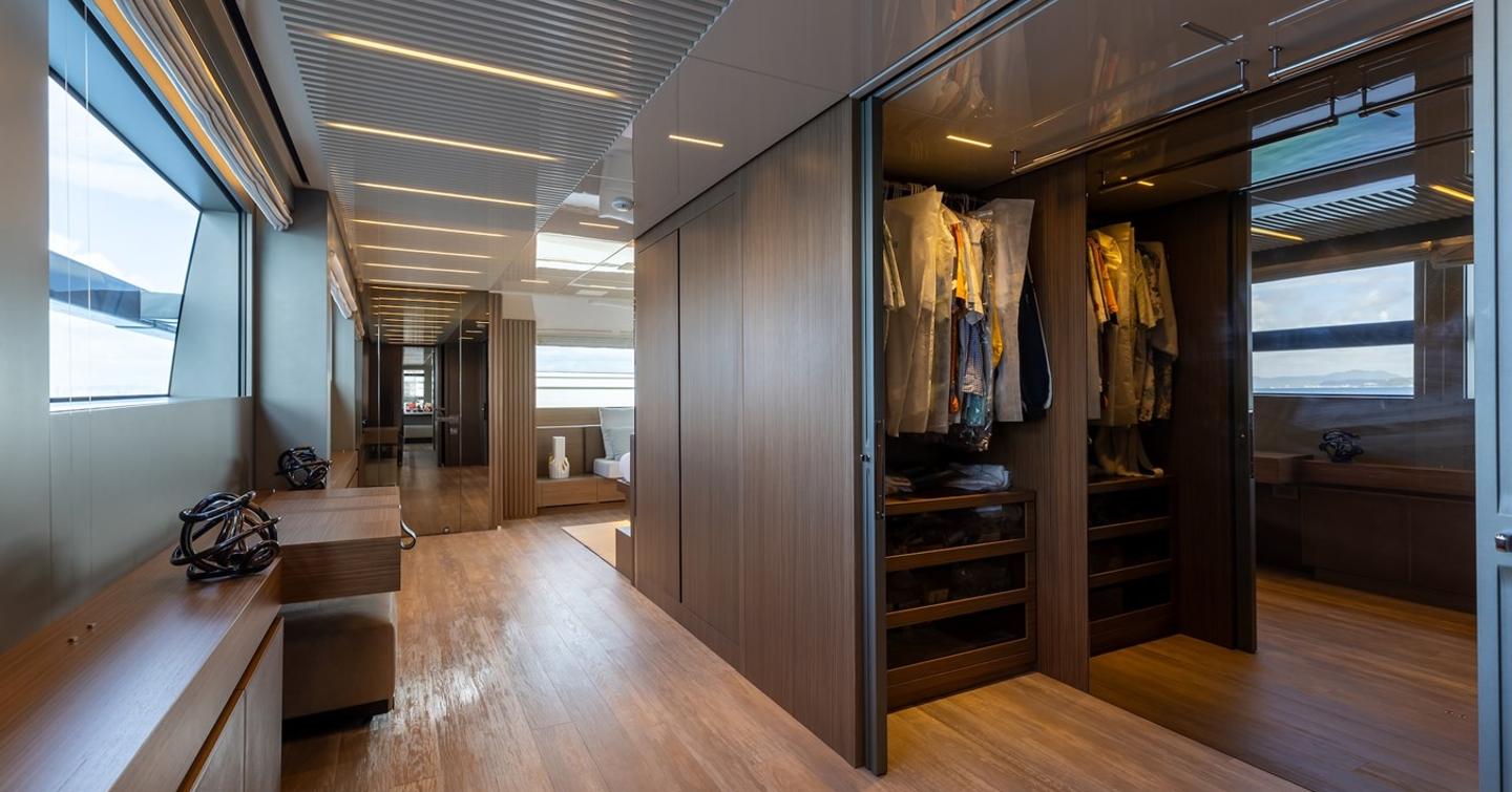 Superyacht Ambar master cabin walk-in wardrobe 