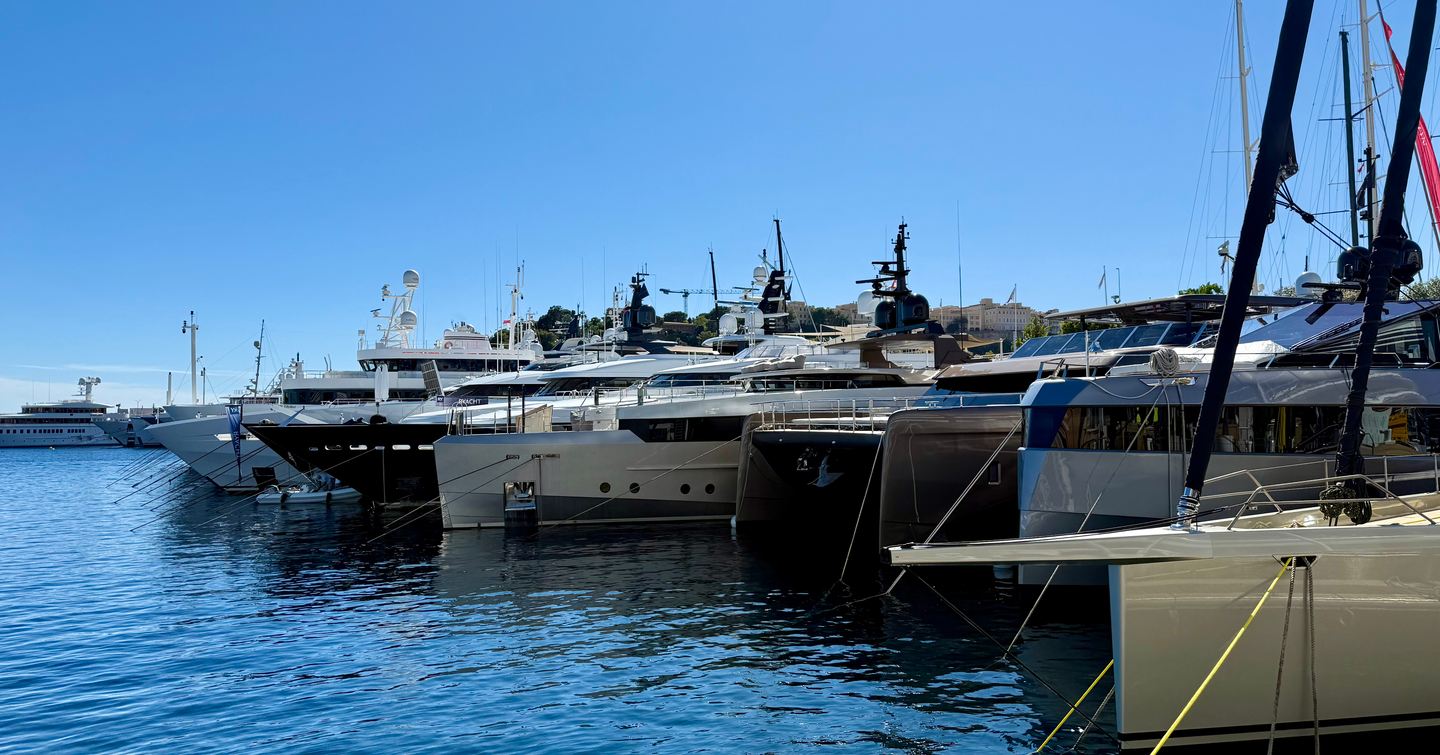 Superyachts docked at the 2025 Monaco Yacht Show 