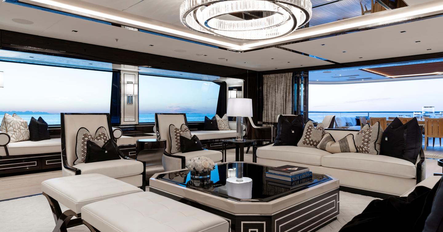 Lady Estey main saloon lounge area connecting to aft