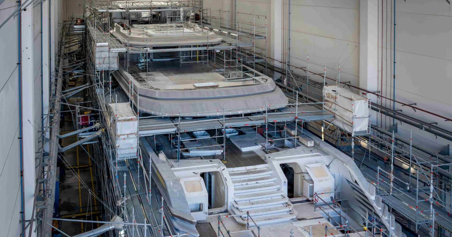 New CRN superyacht in build in shed