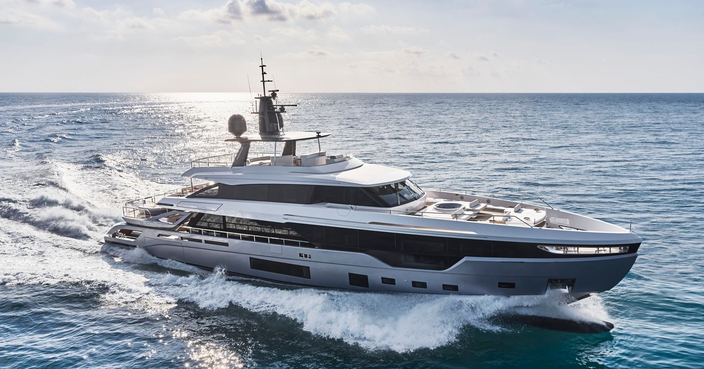 Azimut Grande Trideck motor yacht under way 