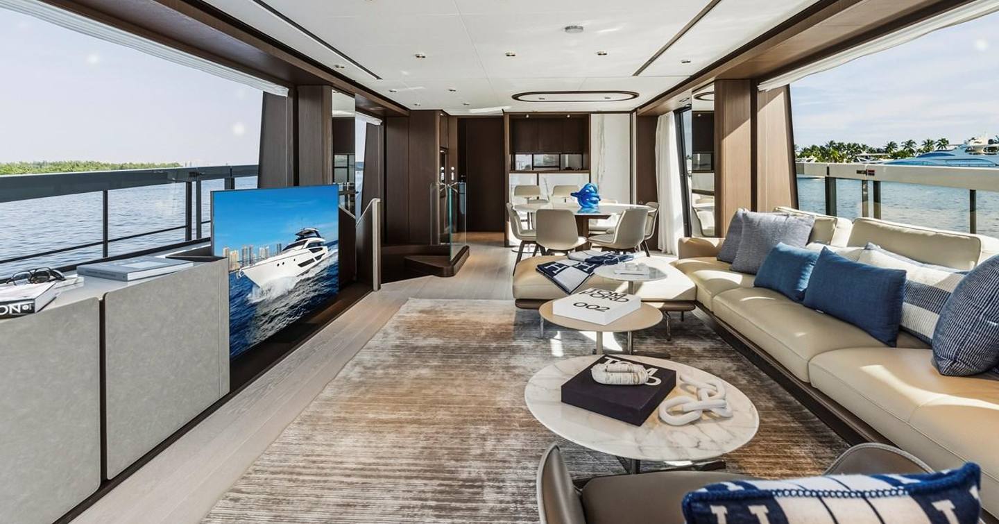 beso main saloon with lounge and dining area and large windows 