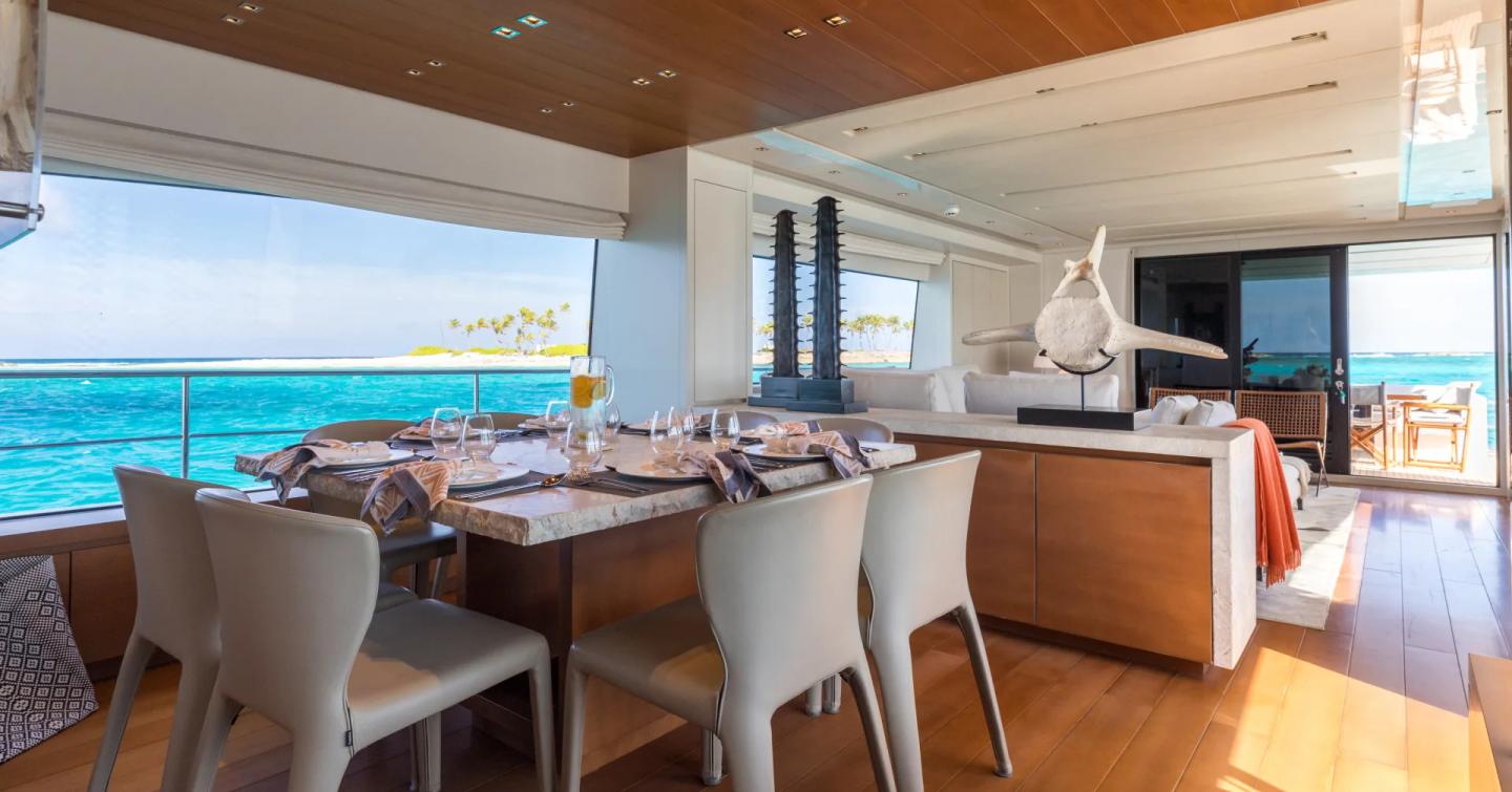 Motor Yacht Ferrol's interior dining area