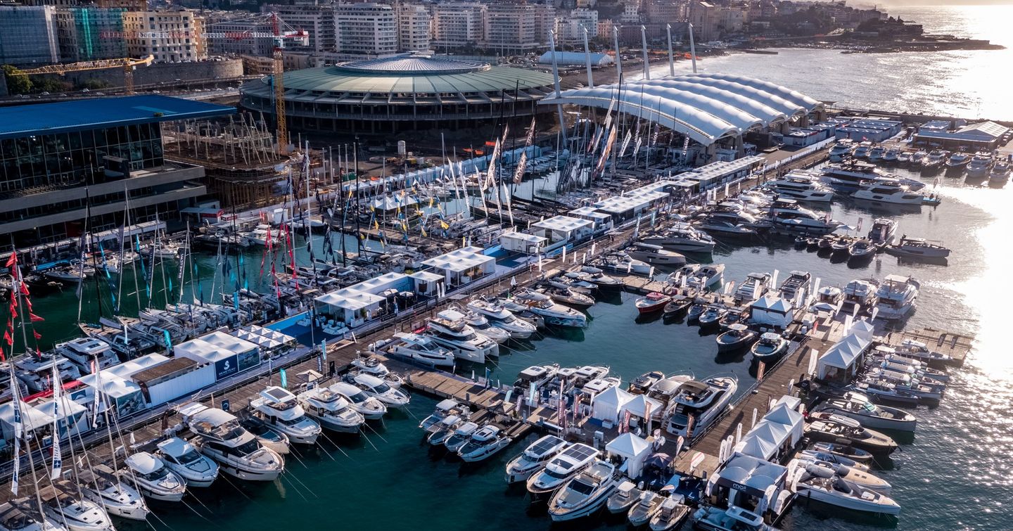 Aerial view of Genoa International Boat Show 