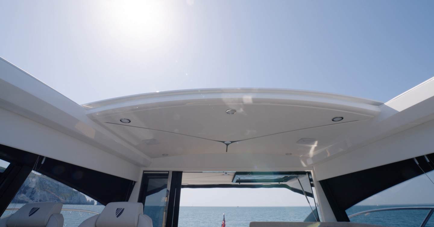 Opening glass sunroof on the Fairline Targa 47 GT hardtop