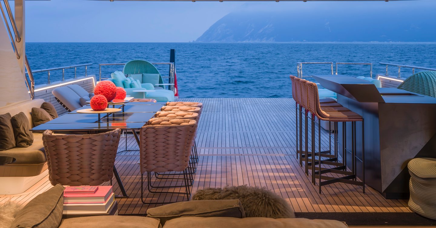 Beach club onboard superyacht MAVERICK