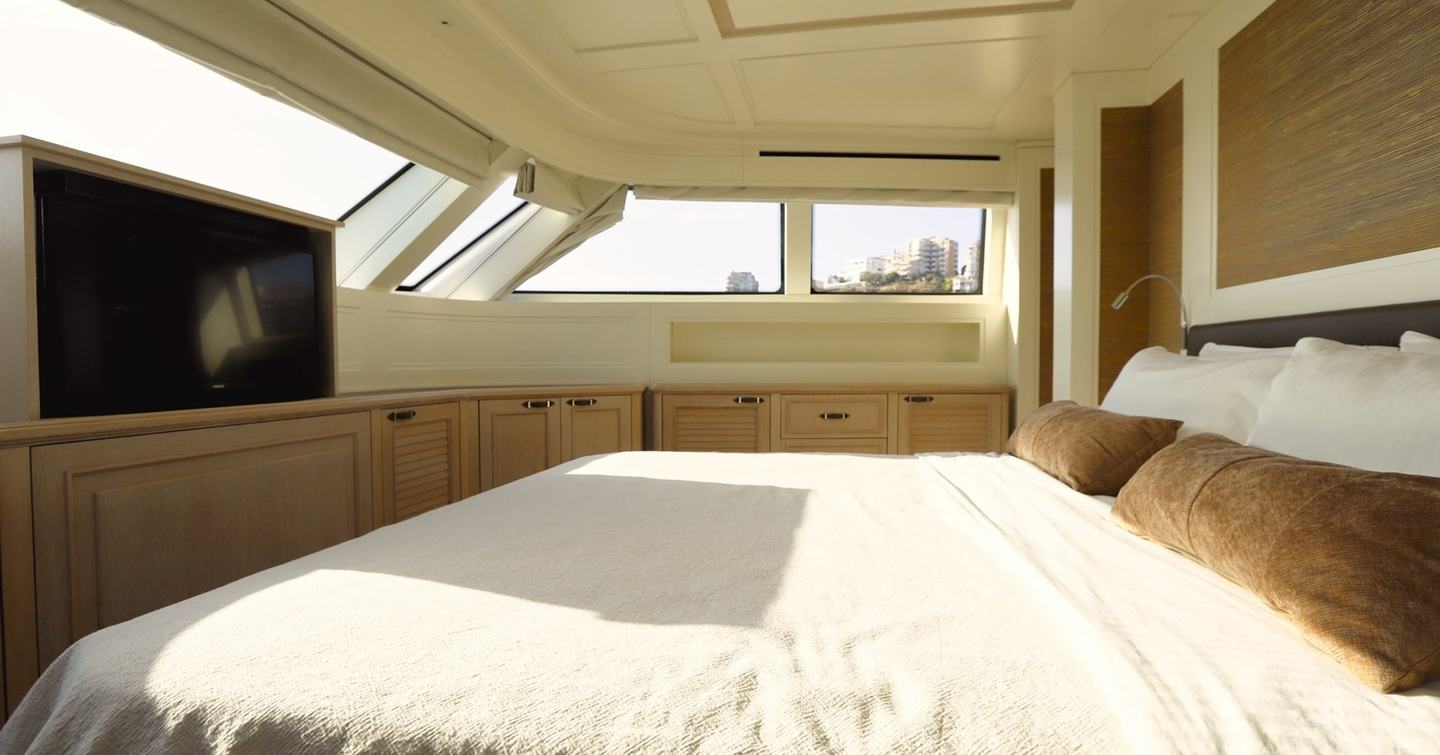 Motor yacht Lady Alina's full beam stateroom