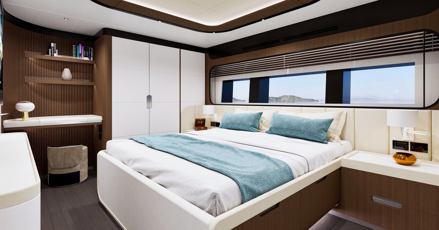 Rendering of GX42 superyacht guest cabin