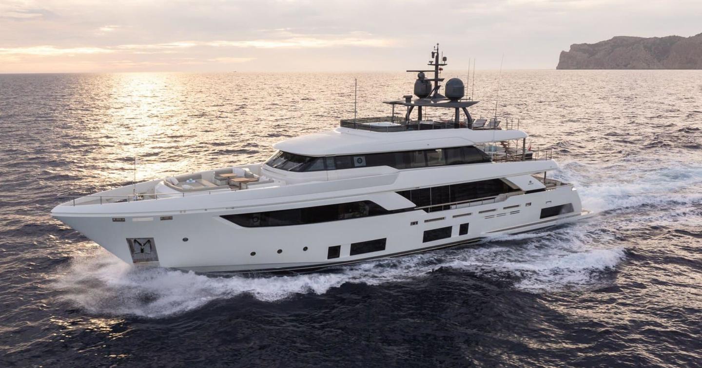  Custom Line motor yacht Kiki V underway side view 