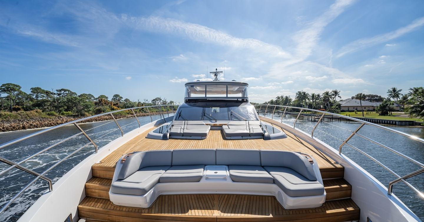 Princess Y95 Motor Yacht Just Perfect bow with u-shaped integrated seating