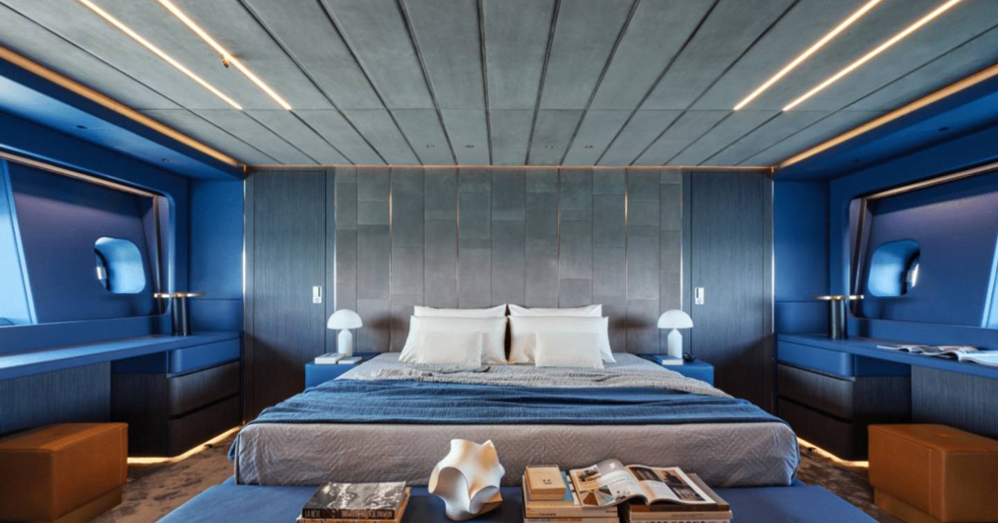 First AB Yachts AB110 hull motor yacht master cabin