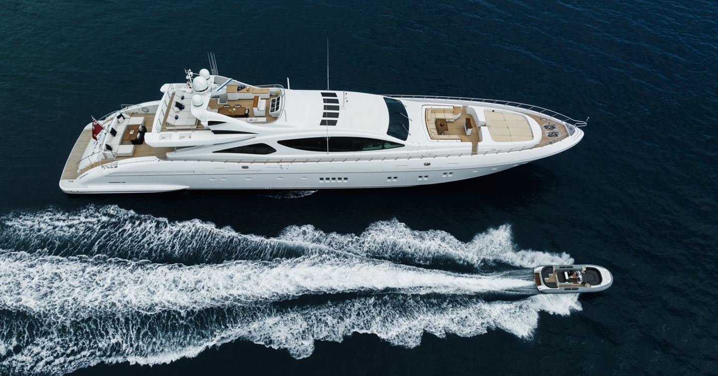Tender under way next to Superyacht Royale X