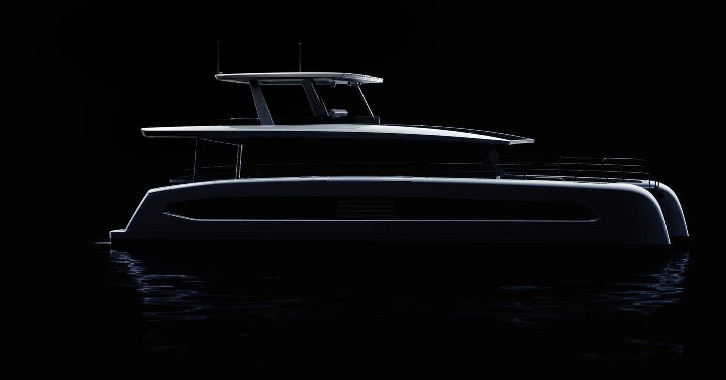 Pioneer PY60 Catamaran sketch in black and white 
