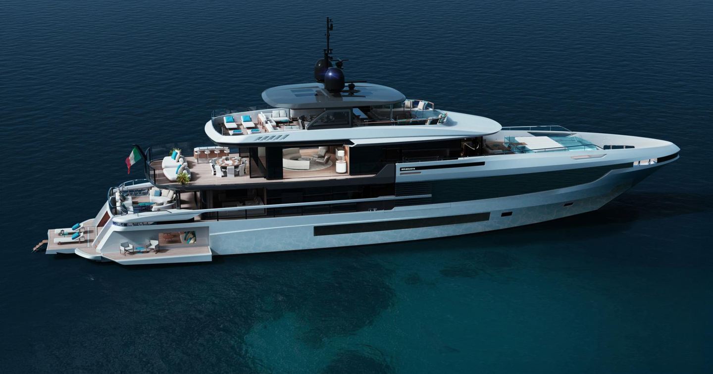 Rendering of Mangusta Oceano 44 Superyacht