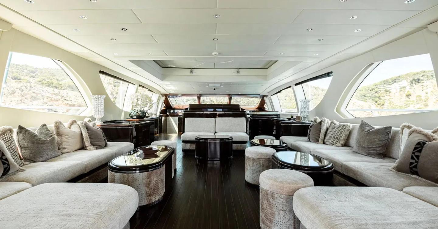 Motor yacht Plan A's indoor seating area