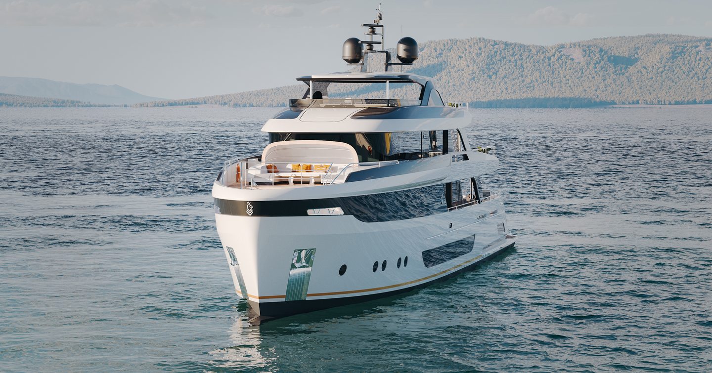 Rendering of superyacht Lalabe under way