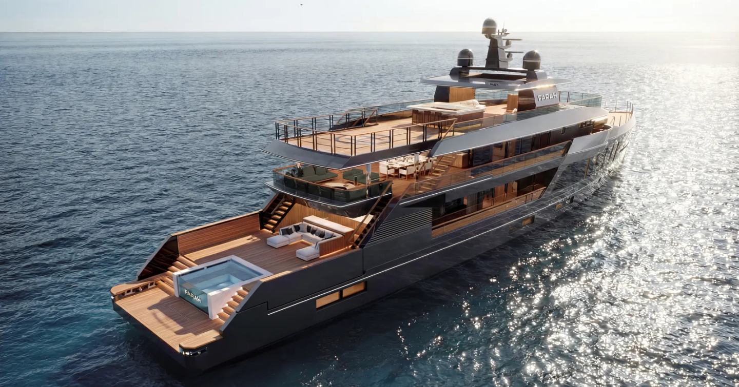 Rendering of Baglietto Project Farah at anchor 