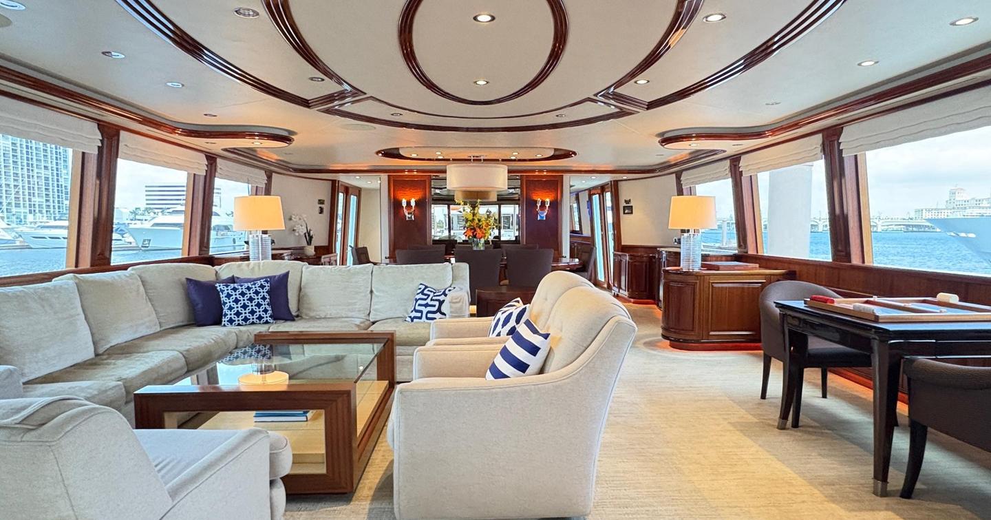 Westport motor yacht Simplicity saloon lounge 