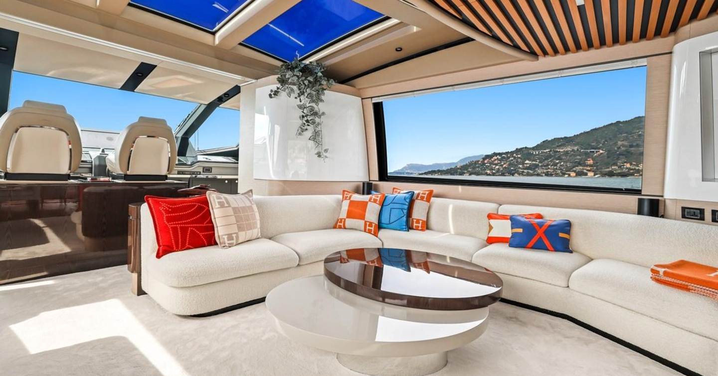 YB main saloon with white sofas