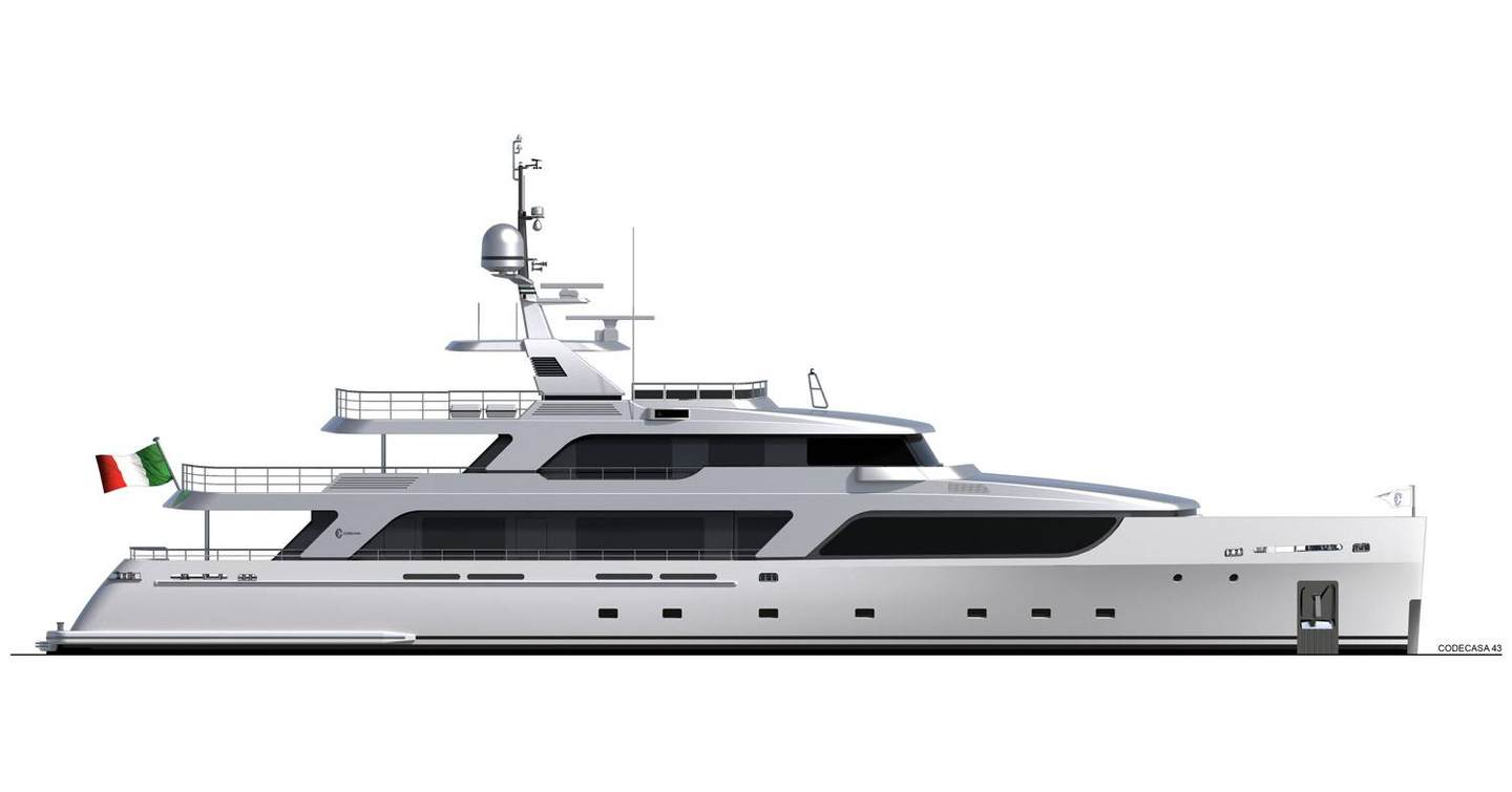 Sketch of Codecasa F82 superyacht profile